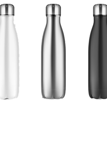Bouteilles réutilisables blanche, grise et noire